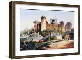 Vitre Castle Seen from Rue De Rennes, Ink and Watercolour Darcy, 1870, Brittany, France-null-Framed Giclee Print