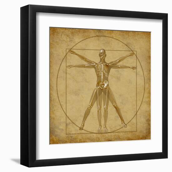 Vitruvian Human Diagram Grunge Medical Chart-digitalista-Framed Art Print