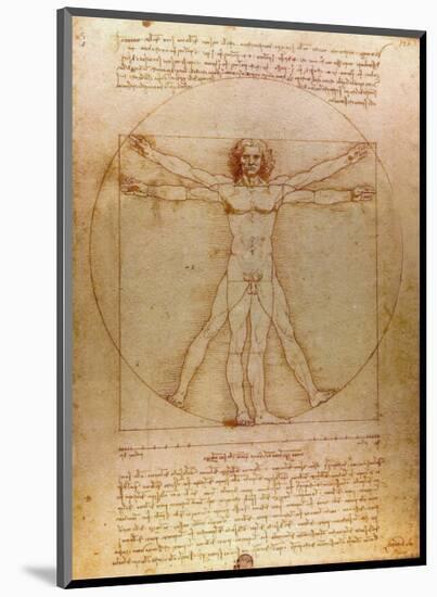 Vitruvian Man, c.1492-Leonardo da Vinci-Mounted Art Print