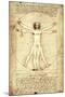 Vitruvian Man, c. 1492-Leonardo da Vinci-Mounted Poster