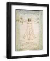 Vitruvian Man, c.1492-Leonardo da Vinci-Framed Premium Giclee Print