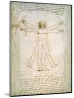 Vitruvian Man, c.1492-Leonardo da Vinci-Mounted Premium Giclee Print