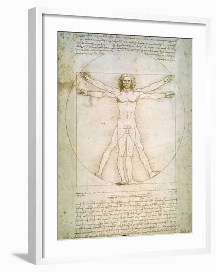 Vitruvian Man, c.1492-Leonardo da Vinci-Framed Premium Giclee Print