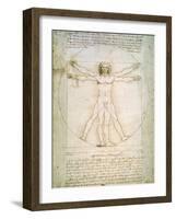 Vitruvian Man, c.1492-Leonardo da Vinci-Framed Giclee Print