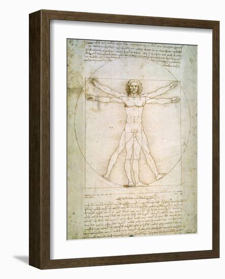 Vitruvian Man, c.1492-Leonardo da Vinci-Framed Giclee Print