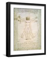 Vitruvian Man, c.1492-Leonardo da Vinci-Framed Giclee Print