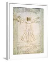 Vitruvian Man, c.1492-Leonardo da Vinci-Framed Giclee Print