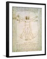 Vitruvian Man, c.1492-Leonardo da Vinci-Framed Giclee Print