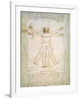 Vitruvian Man, c.1492-Leonardo da Vinci-Framed Giclee Print