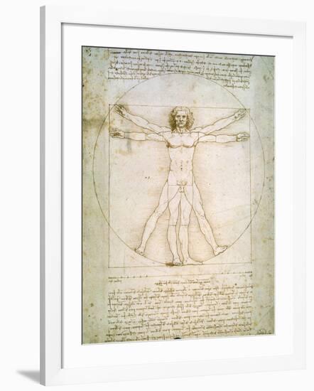 Vitruvian Man, c.1492-Leonardo da Vinci-Framed Giclee Print