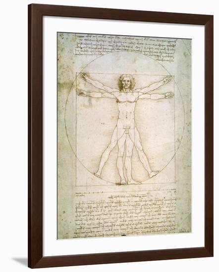 Vitruvian Man, c.1492-Leonardo da Vinci-Framed Giclee Print