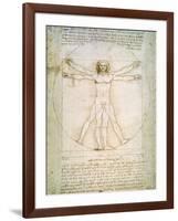 Vitruvian Man, c.1492-Leonardo da Vinci-Framed Giclee Print