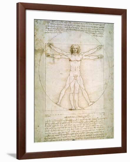 Vitruvian Man, c.1492-Leonardo da Vinci-Framed Giclee Print