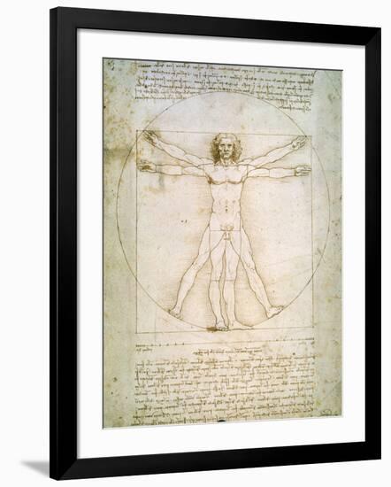 Vitruvian Man, c.1492-Leonardo da Vinci-Framed Giclee Print