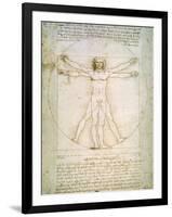 Vitruvian Man, c.1492-Leonardo da Vinci-Framed Giclee Print