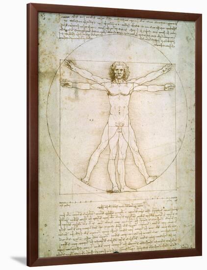 Vitruvian Man, c.1492-Leonardo da Vinci-Framed Giclee Print