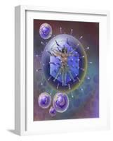 Vitruvian Man Inside Virus Particle-null-Framed Art Print