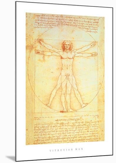 Vitruvian Man-Leonardo da Vinci-Mounted Art Print