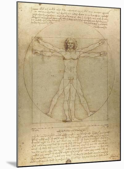 Vitruvian Man-Leonardo Da Vinci-Mounted Art Print