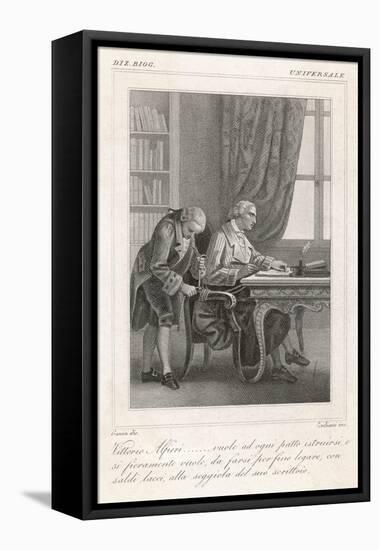 Vittorio Alfieri Italian Author Instructing His Servant to Tie Him to His Writing Chair-Felice Zuliani-Framed Stretched Canvas