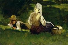 Seated Woman and Boy Lying on the Grass-Vittorio Avondo-Giclee Print