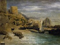 La Piccola Marina in Capri-Vittorio Benisson-Stretched Canvas