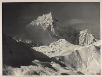 The summit Siniolchum at the rising of the sun-Vittorio Sella-Stretched Canvas