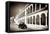 ¡Viva Mexico! B&W Collection - Black VW Beetle Car in Campeche II-Philippe Hugonnard-Framed Stretched Canvas