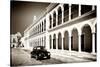 ¡Viva Mexico! B&W Collection - Black VW Beetle Car in Campeche II-Philippe Hugonnard-Stretched Canvas