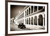 ¡Viva Mexico! B&W Collection - Black VW Beetle Car in Campeche II-Philippe Hugonnard-Framed Photographic Print