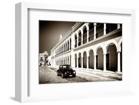 ¡Viva Mexico! B&W Collection - Black VW Beetle Car in Campeche II-Philippe Hugonnard-Framed Photographic Print