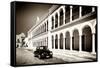 ¡Viva Mexico! B&W Collection - Black VW Beetle Car in Campeche II-Philippe Hugonnard-Framed Stretched Canvas