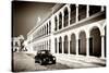 ¡Viva Mexico! B&W Collection - Black VW Beetle Car in Campeche II-Philippe Hugonnard-Stretched Canvas