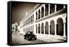 ¡Viva Mexico! B&W Collection - Black VW Beetle Car in Campeche II-Philippe Hugonnard-Framed Stretched Canvas