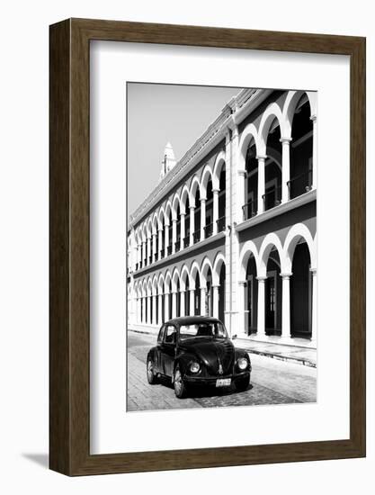 ¡Viva Mexico! B&W Collection - Black VW Beetle Car in Campeche IV-Philippe Hugonnard-Framed Photographic Print