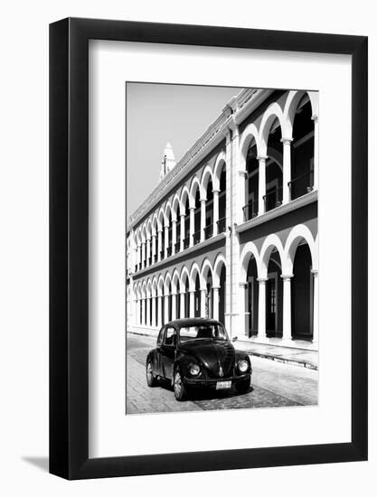 ¡Viva Mexico! B&W Collection - Black VW Beetle Car in Campeche IV-Philippe Hugonnard-Framed Photographic Print