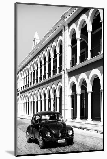 ¡Viva Mexico! B&W Collection - Black VW Beetle Car in Campeche IV-Philippe Hugonnard-Mounted Photographic Print