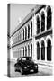 ¡Viva Mexico! B&W Collection - Black VW Beetle Car in Campeche IV-Philippe Hugonnard-Stretched Canvas