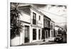 ¡Viva Mexico! B&W Collection - Black VW Beetle Car in Mexican Street-Philippe Hugonnard-Framed Photographic Print