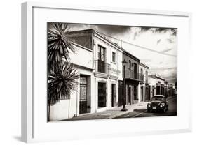 ¡Viva Mexico! B&W Collection - Black VW Beetle Car in Mexican Street-Philippe Hugonnard-Framed Photographic Print