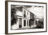 ¡Viva Mexico! B&W Collection - Black VW Beetle Car in Mexican Street-Philippe Hugonnard-Framed Photographic Print