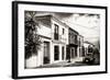 ¡Viva Mexico! B&W Collection - Black VW Beetle Car in Mexican Street-Philippe Hugonnard-Framed Photographic Print