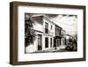 ¡Viva Mexico! B&W Collection - Black VW Beetle Car in Mexican Street-Philippe Hugonnard-Framed Photographic Print