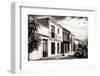 ¡Viva Mexico! B&W Collection - Black VW Beetle Car in Mexican Street-Philippe Hugonnard-Framed Photographic Print