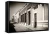 ¡Viva Mexico! B&W Collection - Campeche Street Scene II-Philippe Hugonnard-Framed Stretched Canvas