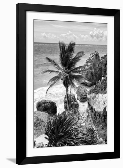 ¡Viva Mexico! B&W Collection - Caribbean Coastline in Tulum-Philippe Hugonnard-Framed Photographic Print