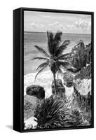 ¡Viva Mexico! B&W Collection - Caribbean Coastline in Tulum-Philippe Hugonnard-Framed Stretched Canvas