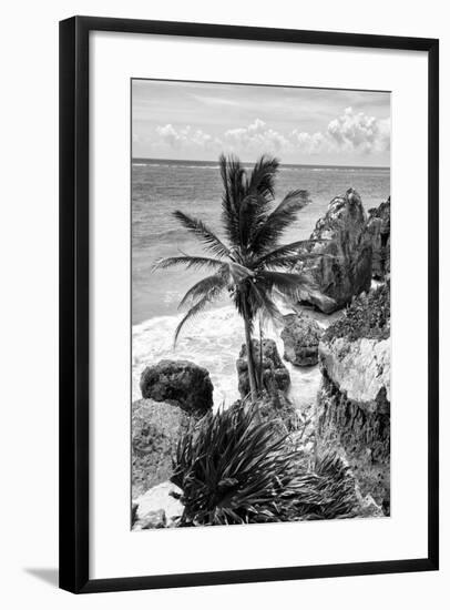 ¡Viva Mexico! B&W Collection - Caribbean Coastline in Tulum-Philippe Hugonnard-Framed Photographic Print