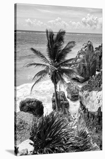 ¡Viva Mexico! B&W Collection - Caribbean Coastline in Tulum-Philippe Hugonnard-Stretched Canvas