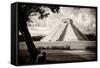 ¡Viva Mexico! B&W Collection - Chichen Itza Pyramid I-Philippe Hugonnard-Framed Stretched Canvas